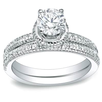 Auriya 14k Yellow Gold 1ct TDW Diamond Bridal Ring Set
