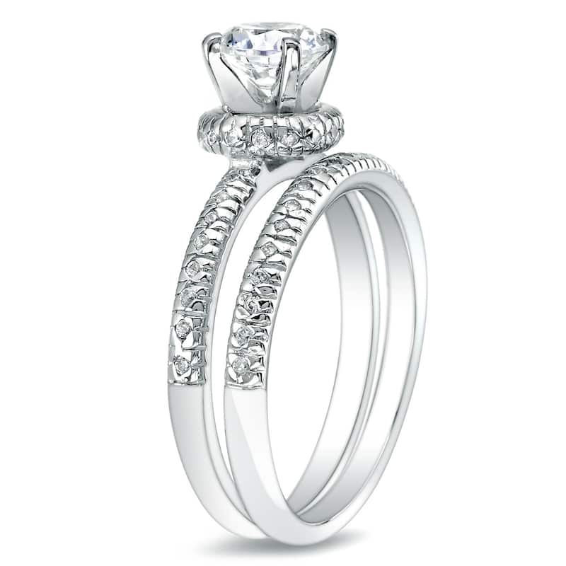 Auriya 14k Yellow Gold 1ct TDW Diamond Bridal Ring Set