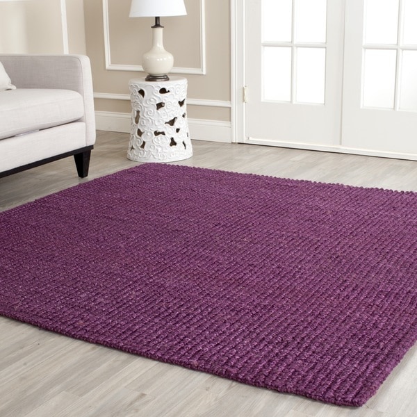 Safavieh Casual Natural Fiber Hand-Woven Purple Chunky Thick Jute Rug ...