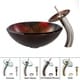 preview thumbnail 13 of 16, Kraus Glass Vessel Sink, Bathroom Faucet, Pop Up Drain, Mounting Ring Satin Nickel