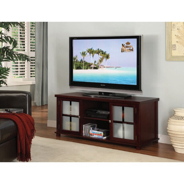 TV Stands for 55 Inch TVs Shop K B Dark Cherry TV  Stand  Overstock 7079665