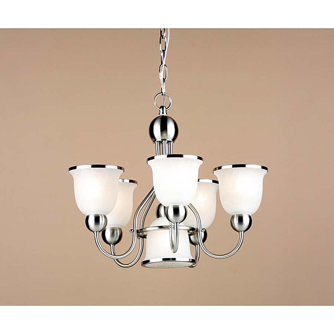 Transitional 5+1 Light Brushed Nickel Chandelier - Chandeliers For Bedrooms by Overstock.com