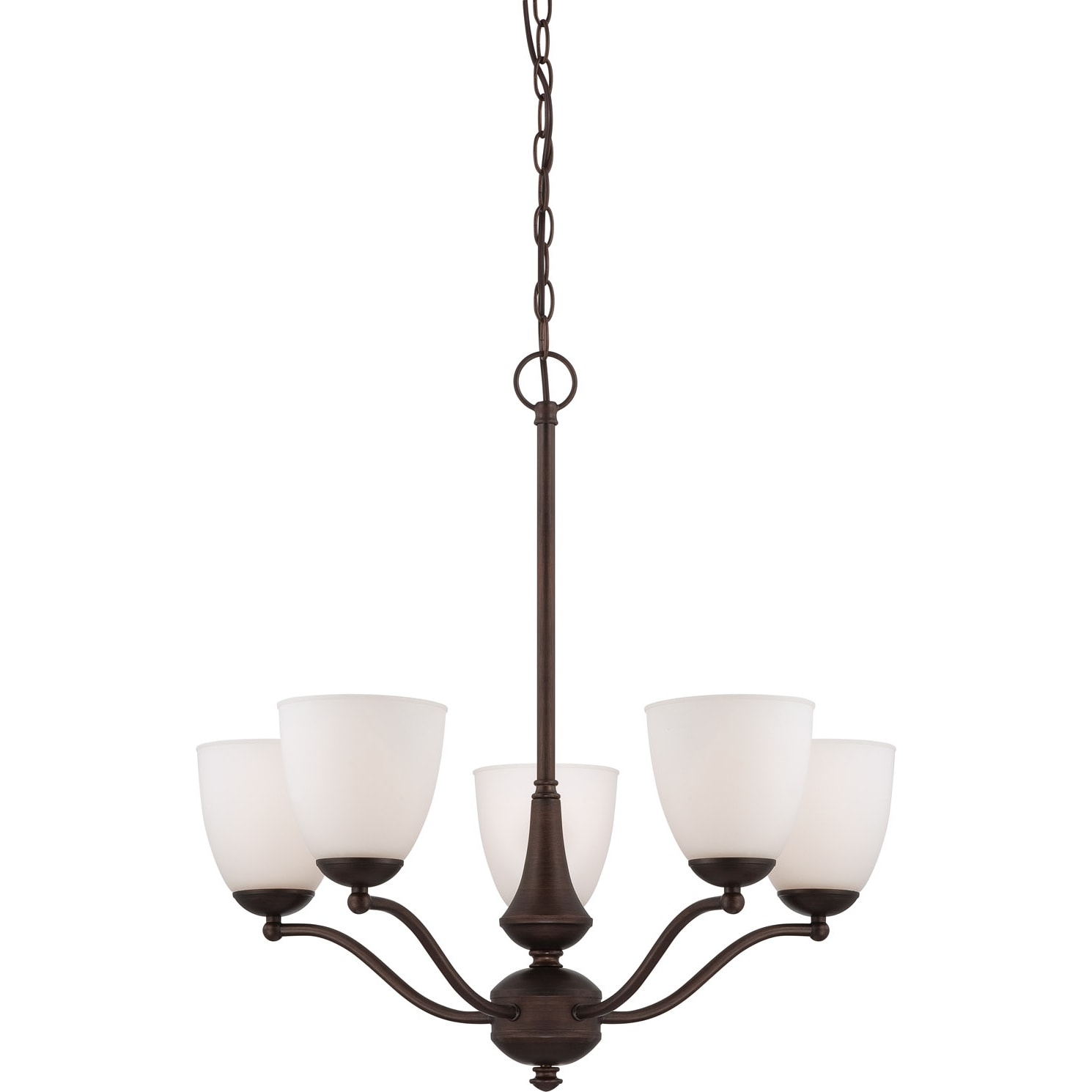 Nuvo Patton Five light Prairie Bronze Fluorescent Chandelier With Frosted glass Shades