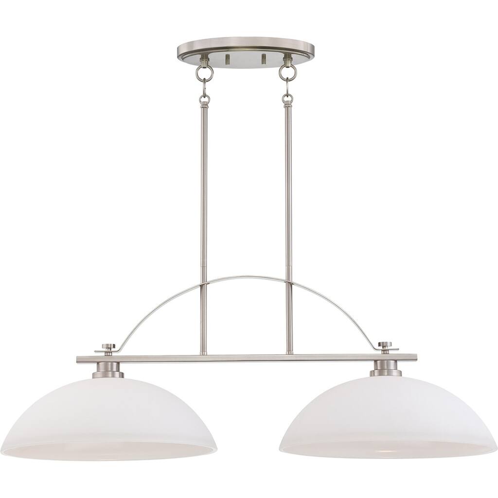 Nuvo 'Bentley' 2-light Brushed Nickel Pendant - White/Silver