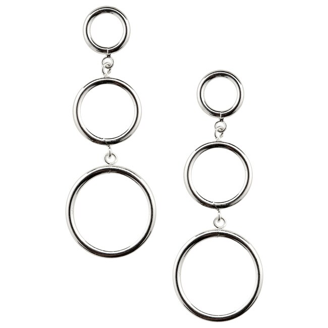 Mondevio Sterling Silver Three Circle Drop Hoop Earrings On Mondevio Sterling Silver Three Circle Drop Hoop Earrings