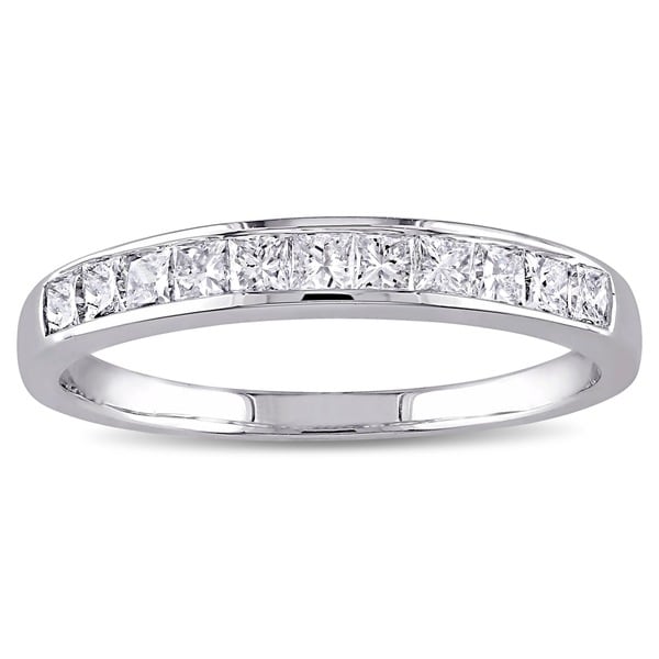 Miadora 14k White Gold 1/2ct TDW IGL-certified Princess Channel-set ...