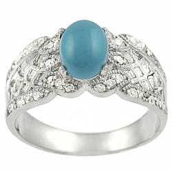 Tressa Sterling Silver Created Turquoise and Cubic Zirconia Ring