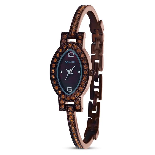 Valetta Womens Bronze Metal Bracelet Watch