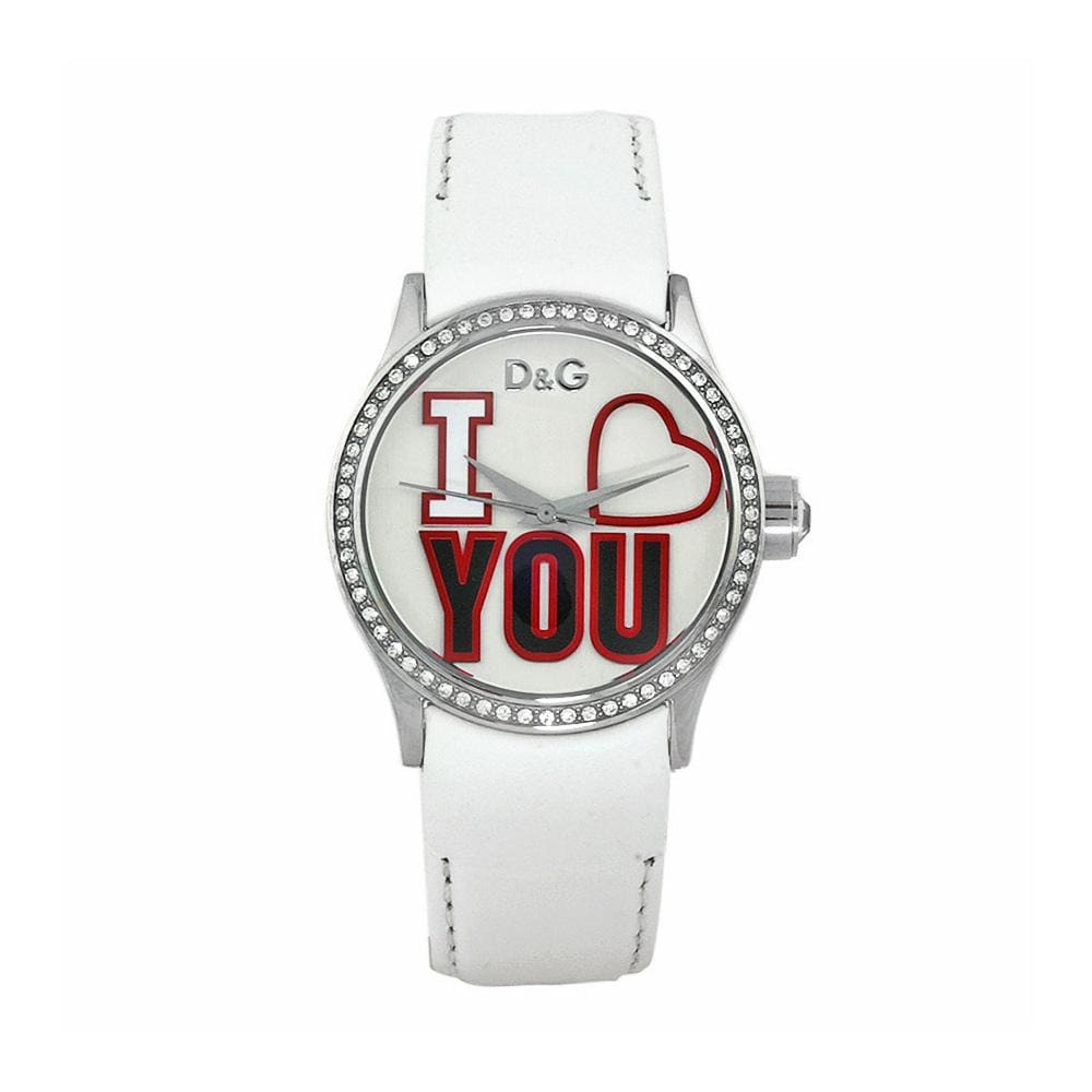 Dolce & Gabbana Womens I Love You White Leather Watch