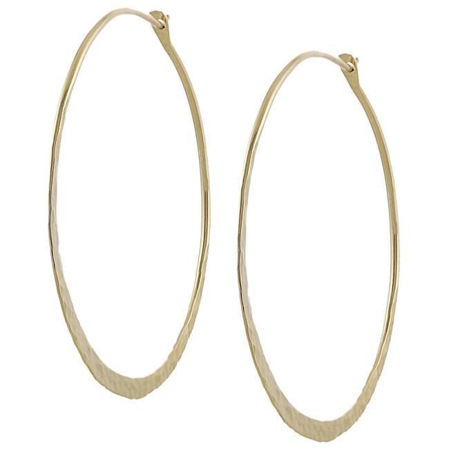 Goldfill 47 mm Hammered Hoop Earrings Tressa Collection Gold Overlay Earrings