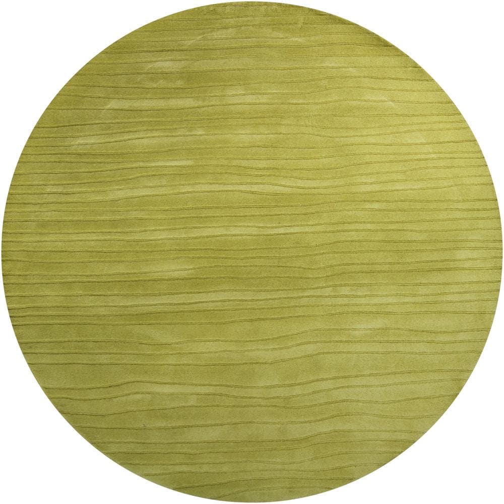 Hand tufted Mandara Solid Green Wool Rug (79 Round)