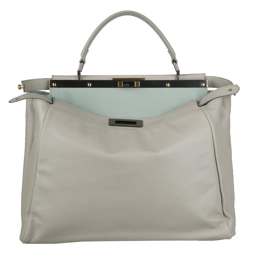 Fendi Grey Leather Peekaboo Satchel  ™ Shopping   Big