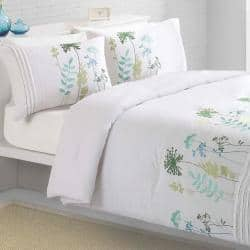 Shop Shadow Leaves White Queen Size Comforter Set Free Shipping