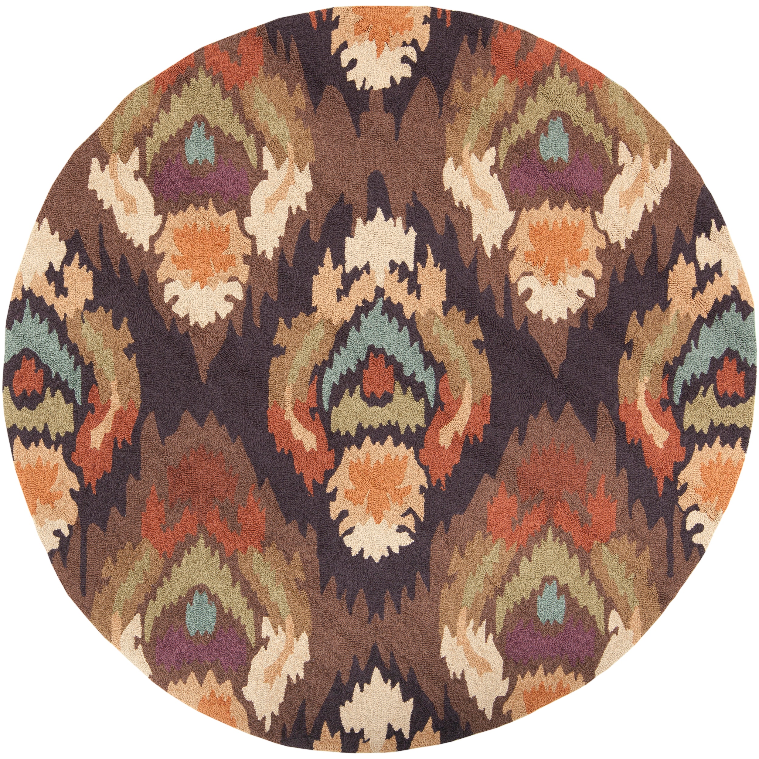 Hand hooked Branch Silt Brown Rug (3 Round)