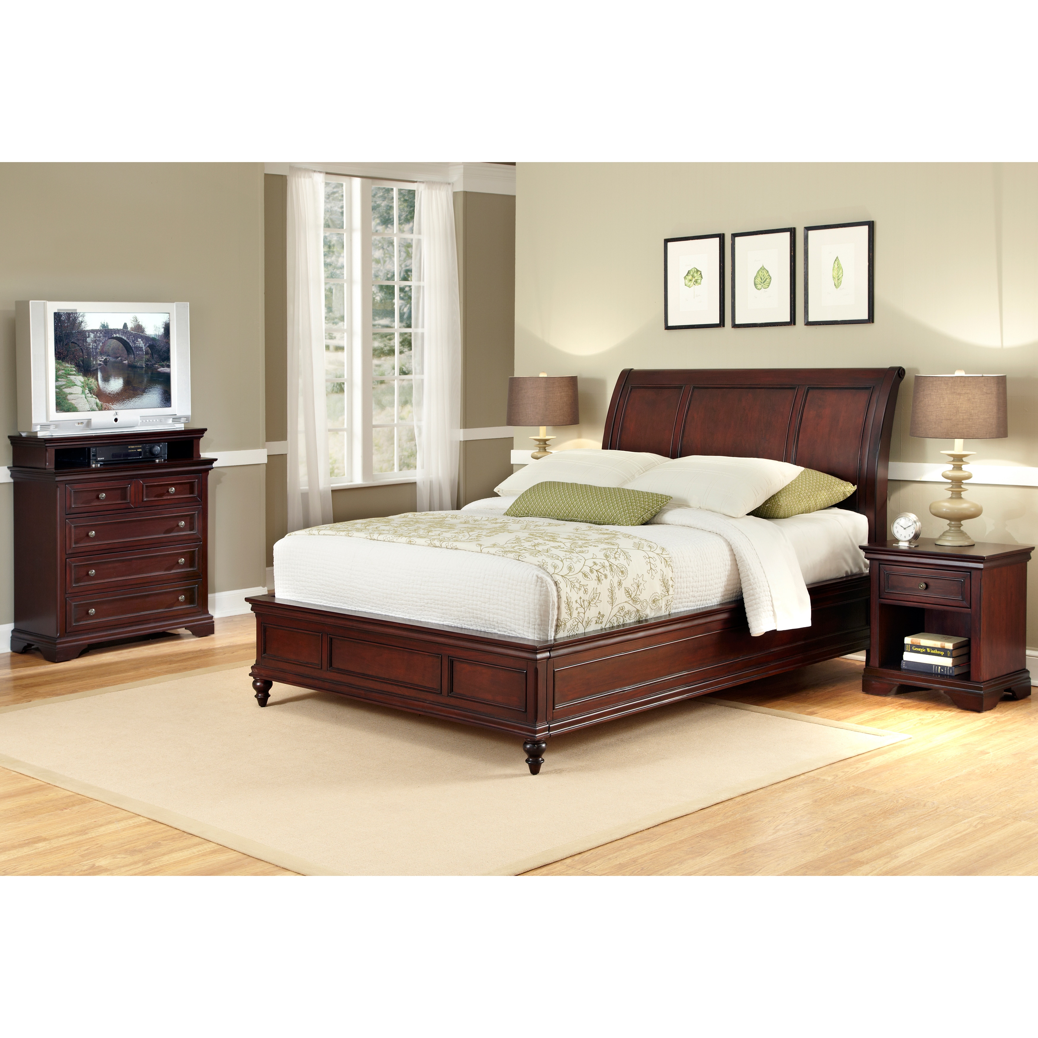 Lafayette King Sleigh Bed, Night Stand,   Media Chest