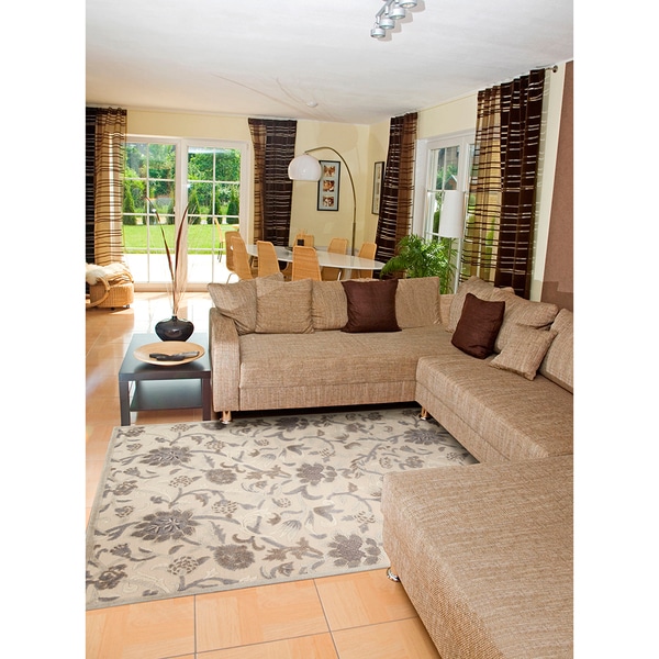 Nourison Graphic Illusions Ivory Floral Pattern Rug - 7'9 x 10'10