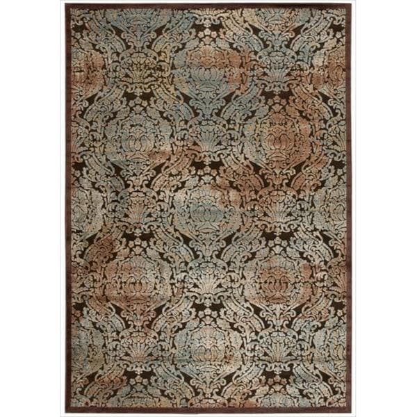 Nourison Graphic Illusions Chocolate Antique Damask Multi Rug - 5'3 x 7'5