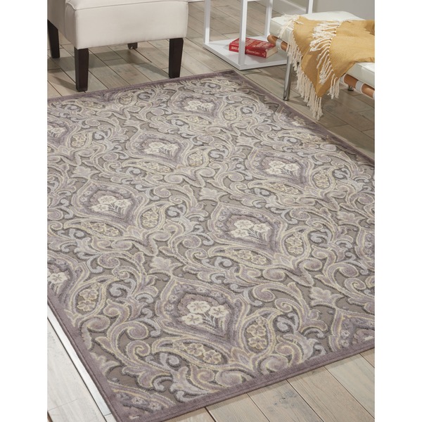 Nourison Graphic Illusions Paisley Multi Grey Rug - 5'3 x 7'5