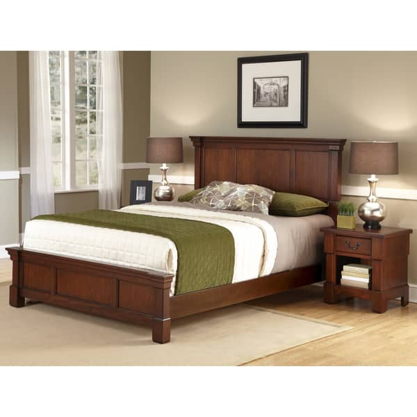 slide 2 of 3, 2-Piece Aspen Queen Bed with Nightstand Set by homestyles