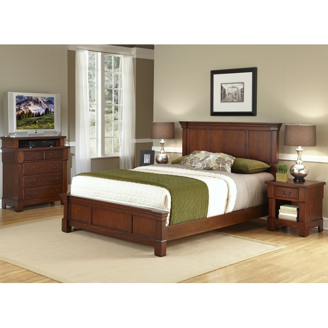 shop the aspen collection rustic cherry king bed, media chest