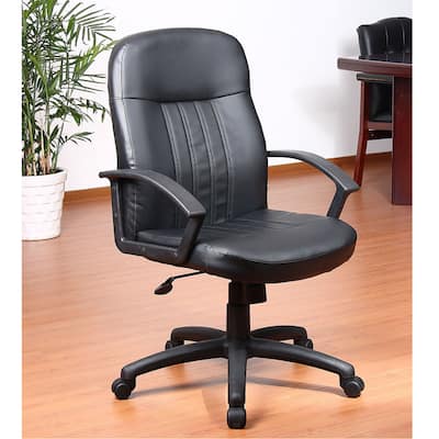 Aragon Black Bonded Leather Adjustable-height Executive Chair
