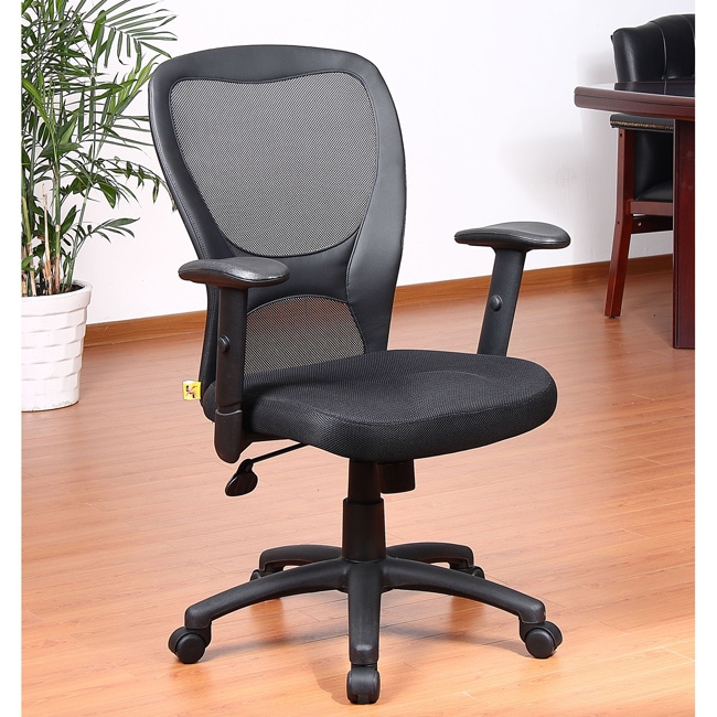 Contemporary Aragon Mesh Task Chair (BlackSeat size 19.5 inches wide x 18.5 inches deepArm height 26.5 33 inches highSeat height 18 21.5 inches highAdjustable tilt tension controlPneumatic gas lift seat height adjustmentHooded double wheel casters and 