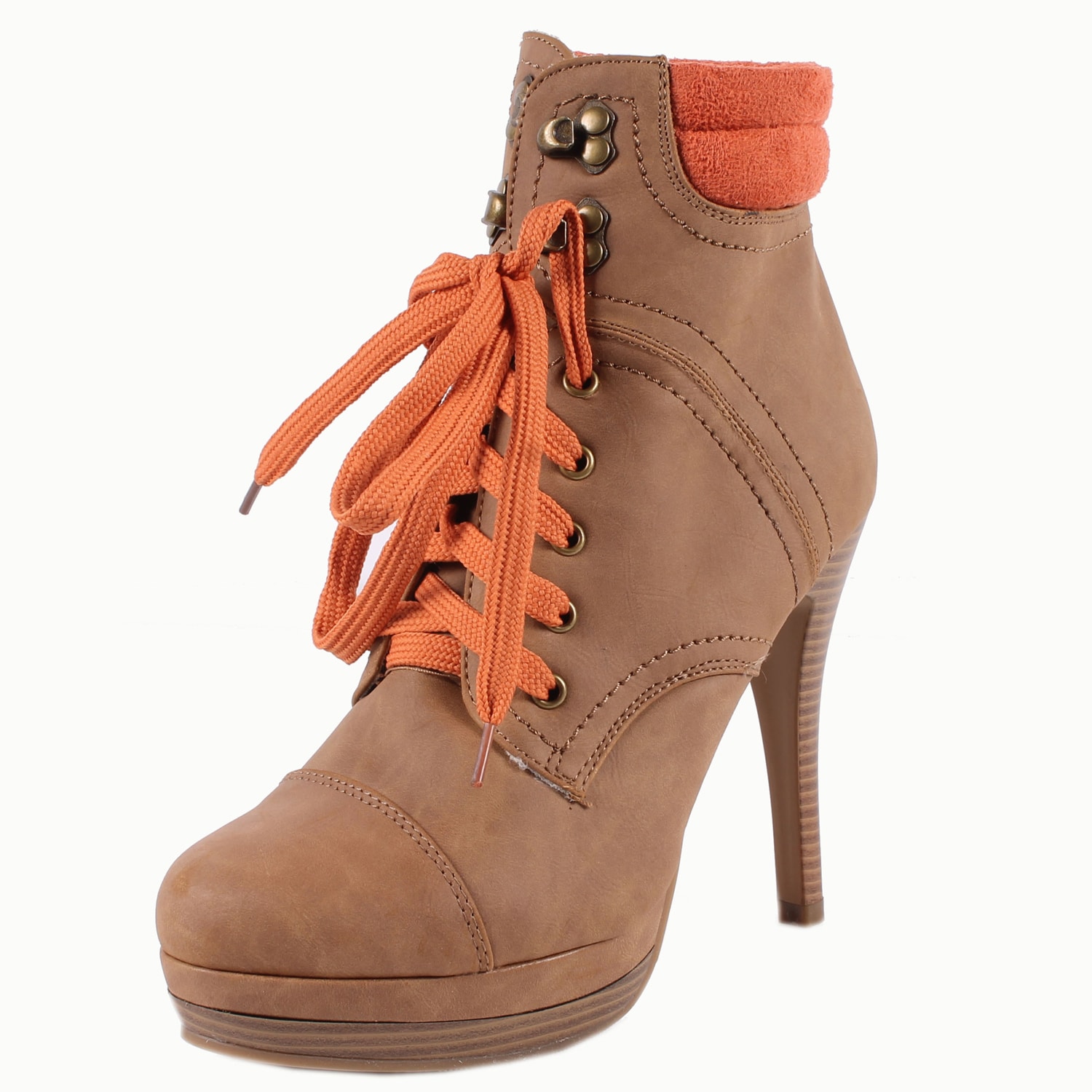 Blossom by Beston Women's 'Vary-7' Tan Lace-Up Ankle Boots - Free ...