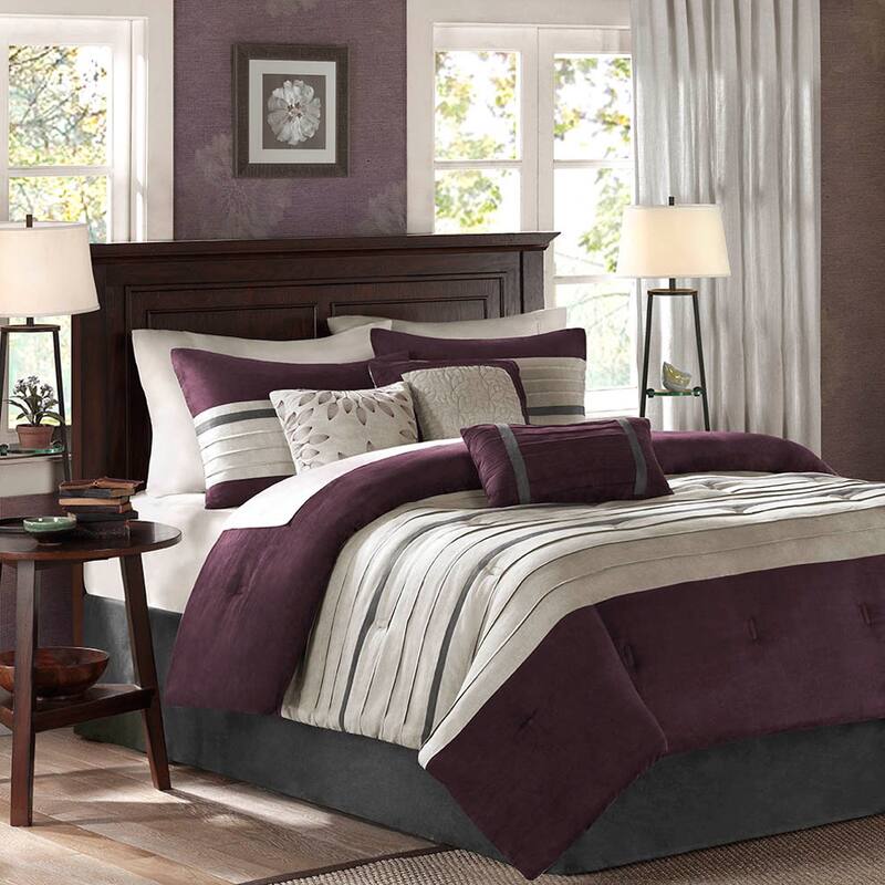 Madison Park Teagan 7 Piece Comforter Set - Queen-Plum