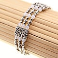 Handmade Tibetan Silver White Jade Bangle (China)