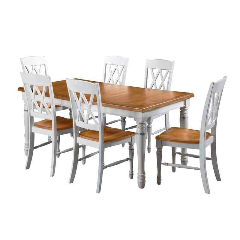 Monarch Off-White Wood 7 Piece Dining Set With18" Removable Leaf by Homestyles