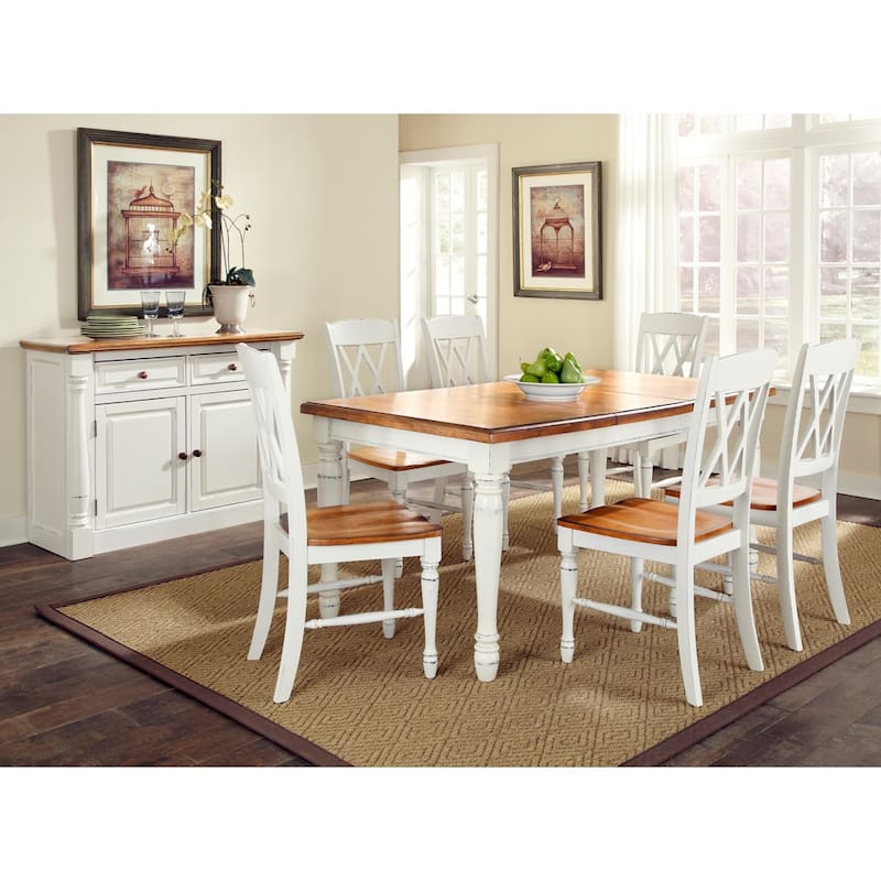 Monarch Off-White Wood 7 Piece Dining Set With18" Removable Leaf by Homestyles