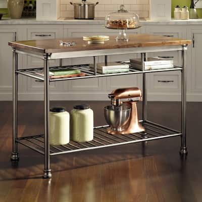 Homestyles Orleans Kitchen Island with Butcher Block Top, 52"W