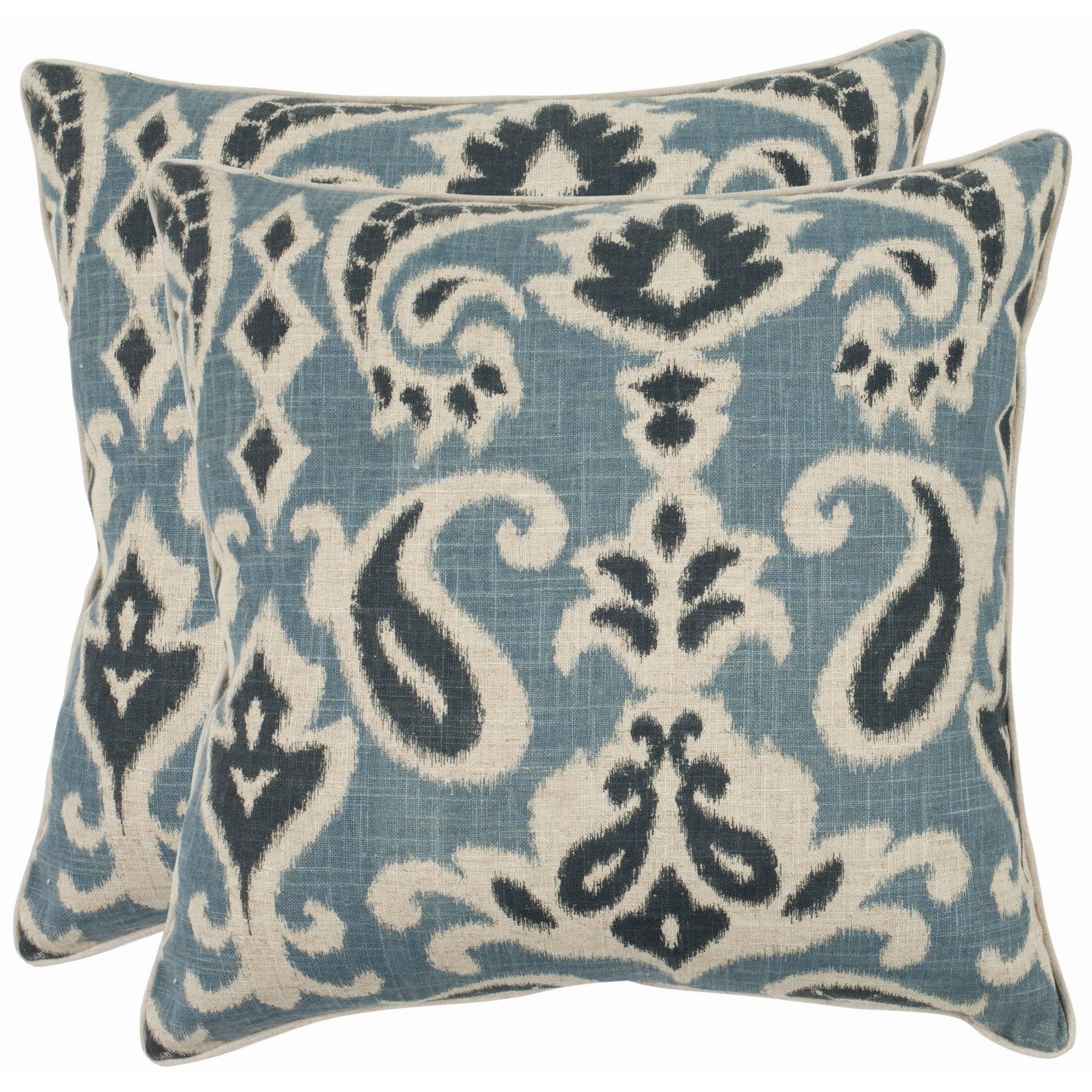 Shop Safavieh Paisley 22 Inch Blue Decorative Pillows Set Of 2