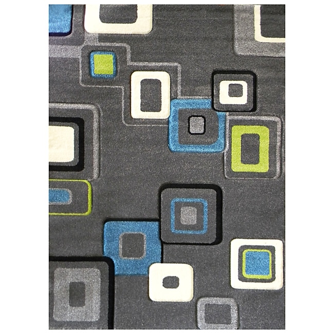 Studio 607 Geometric Design Charcoal Area Rug (5 X 7)