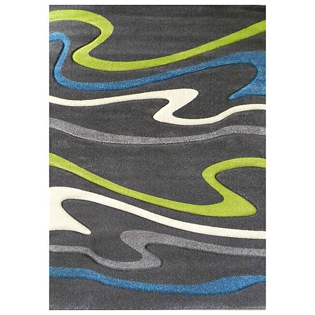 Studio 603 Wave Design Charcoal Area Rug (5' x 7')