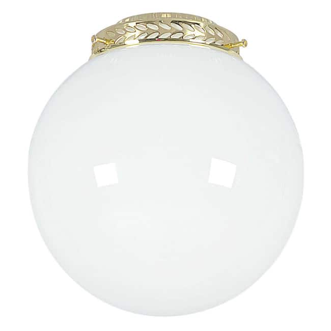 Polished Brass Opal Glass Ball Fan Light Kit - White
