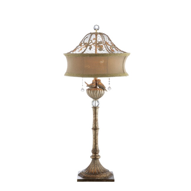 Goldtone Lovebirds Table Lamp