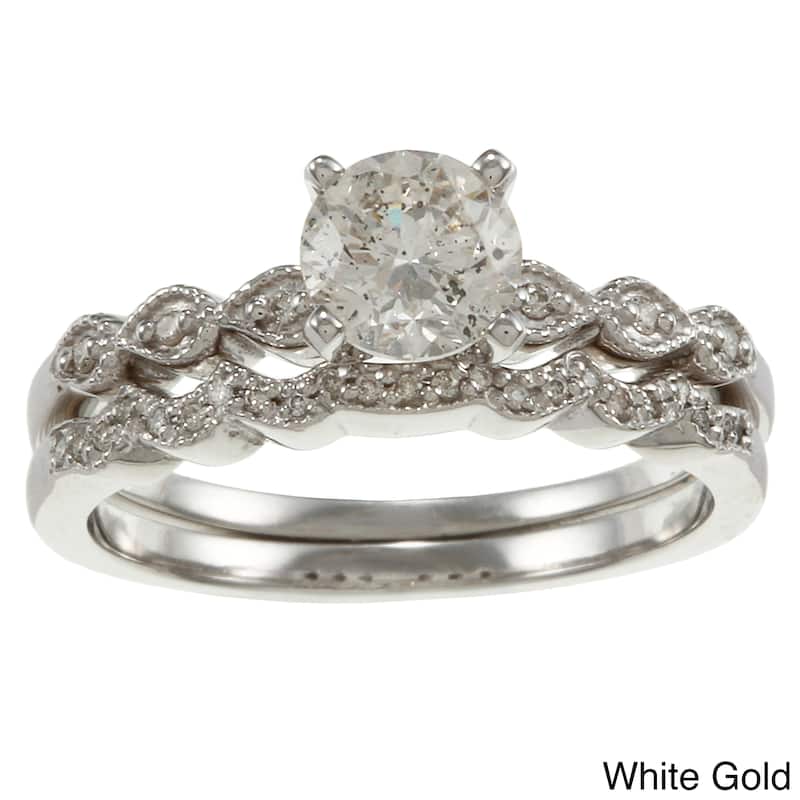 Auriya 14k Gold 1ctw Diamond Bridal Ring Set (H-I, I1-I2) - White Gold - 4