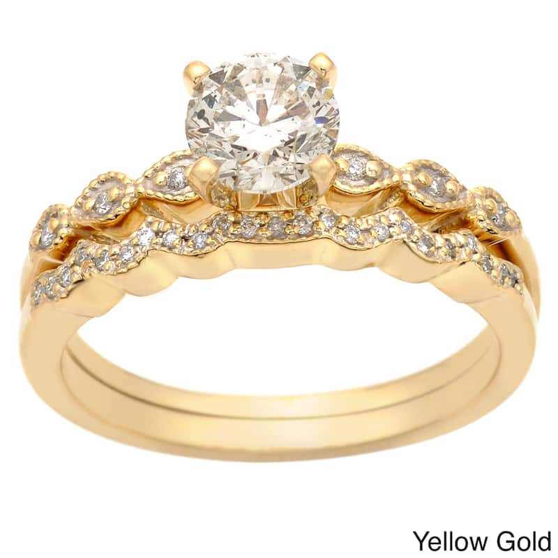 Auriya 14k Gold 1ctw Diamond Bridal Ring Set (H-I, I1-I2) - Yellow Gold - 4
