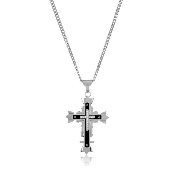 Bonyak Jewelry Stainless Steel Black & Yellow IP-Plated Cross Necklace in Stainless Steel Bonyak Jewelry Stainless Steel Black & Yellow IP-Plated Cross Necklace in Stainless Steel