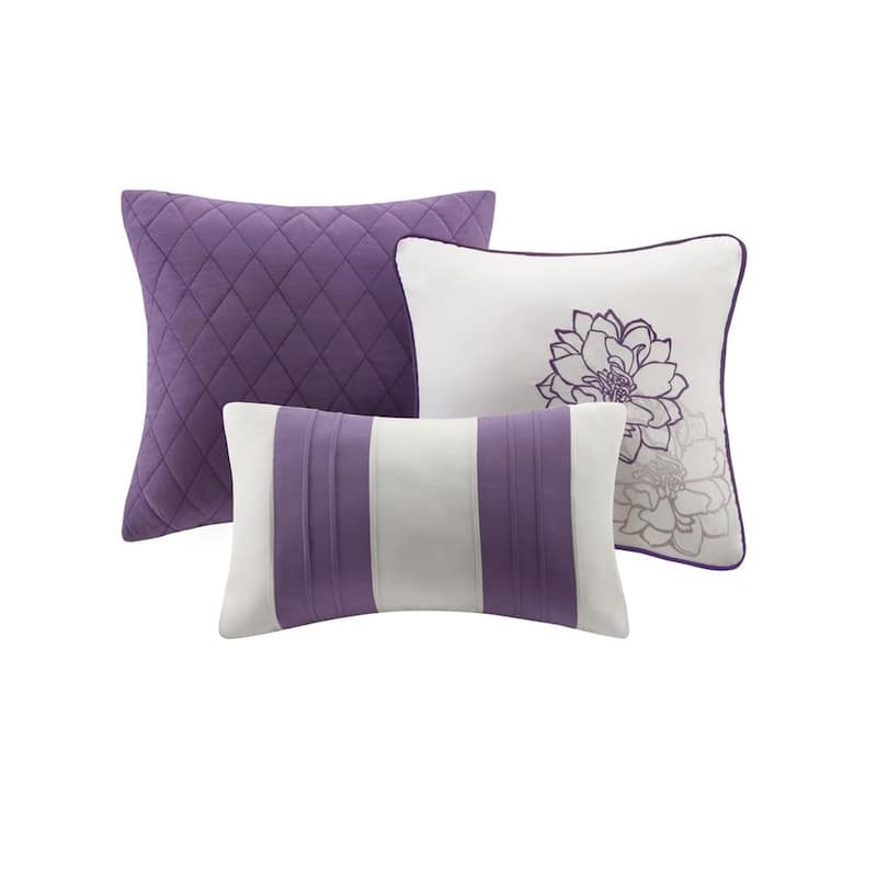 Madison Park Bridgette Purple Floral-pattern Cotton Comforter Set