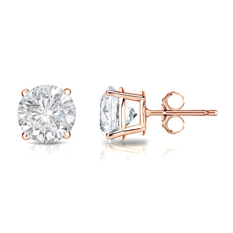 14k Gold 2/5ct Clarity-Enhanced Diamond Solitaire Stud Earrings (J-K, SI1-SI2) - os-e-1509-rg-ef-i1-2