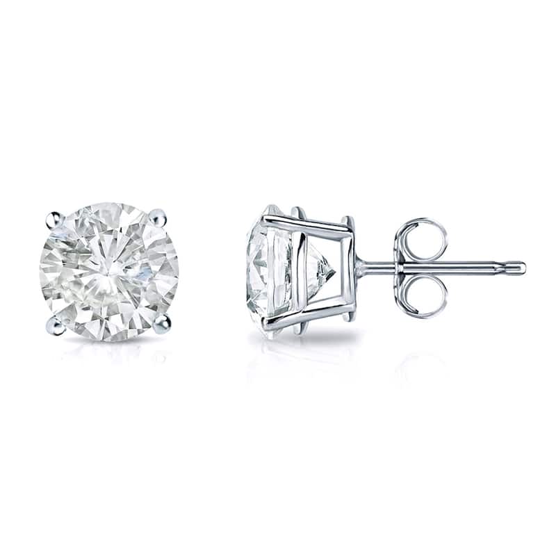 14k Gold 2/5ct Clarity-Enhanced Diamond Solitaire Stud Earrings (J-K, SI1-SI2) - os-e-1509-wg-ef-vs