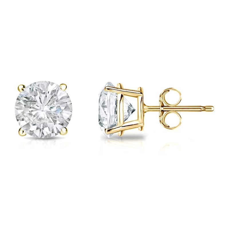 14k Gold 2/5ct Clarity-Enhanced Diamond Solitaire Stud Earrings (J-K, SI1-SI2) - os-e-1509-yg-ef-vs