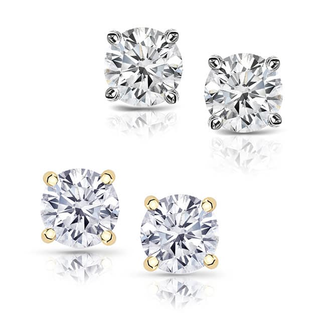 14k Gold 2/5ct Clarity-Enhanced Diamond Solitaire Stud Earrings (J-K, SI1-SI2)