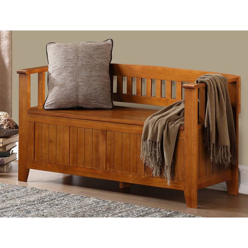 WYNDENHALL Normandy Light Avalon Brown Entryway Storage Bench