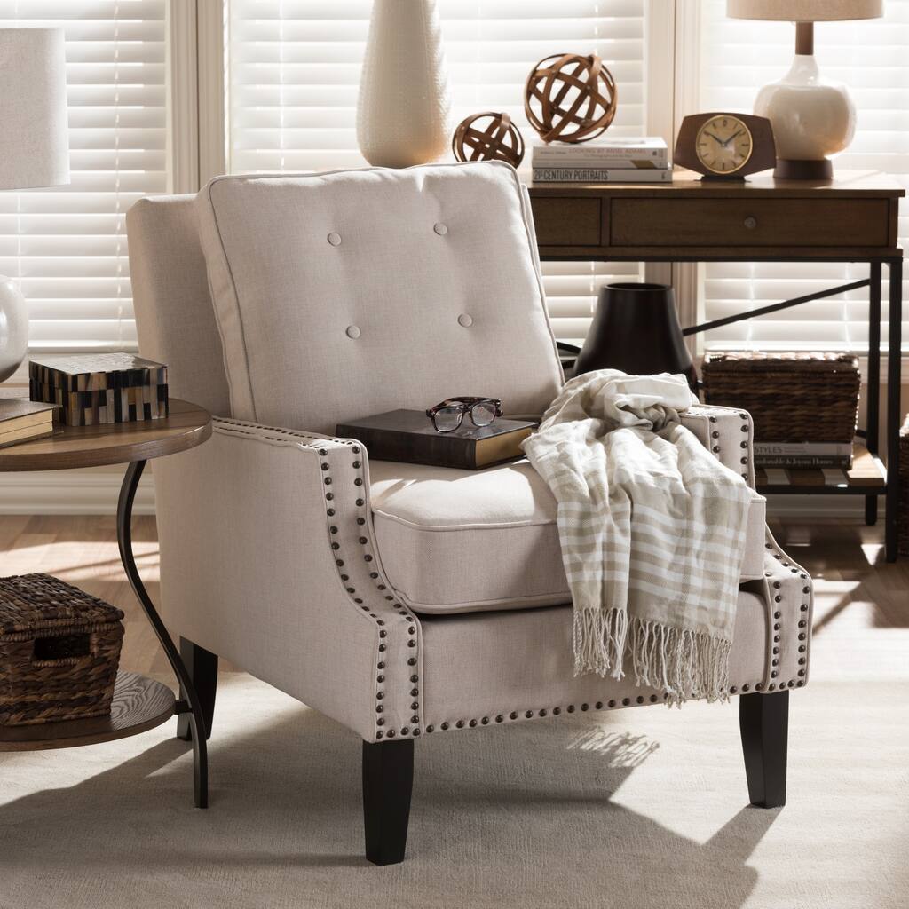 Baxton Studio Norwich Beige Linen Modern Lounge Chair