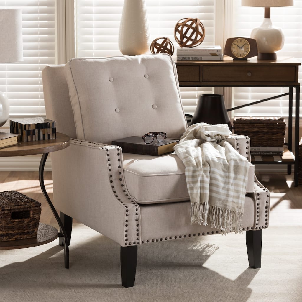 Baxton Studio Norwich Beige Linen Modern Lounge Chair