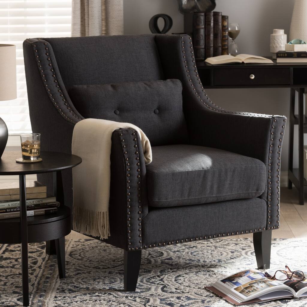 Albany Dark Gray Linen Modern Lounge Chair