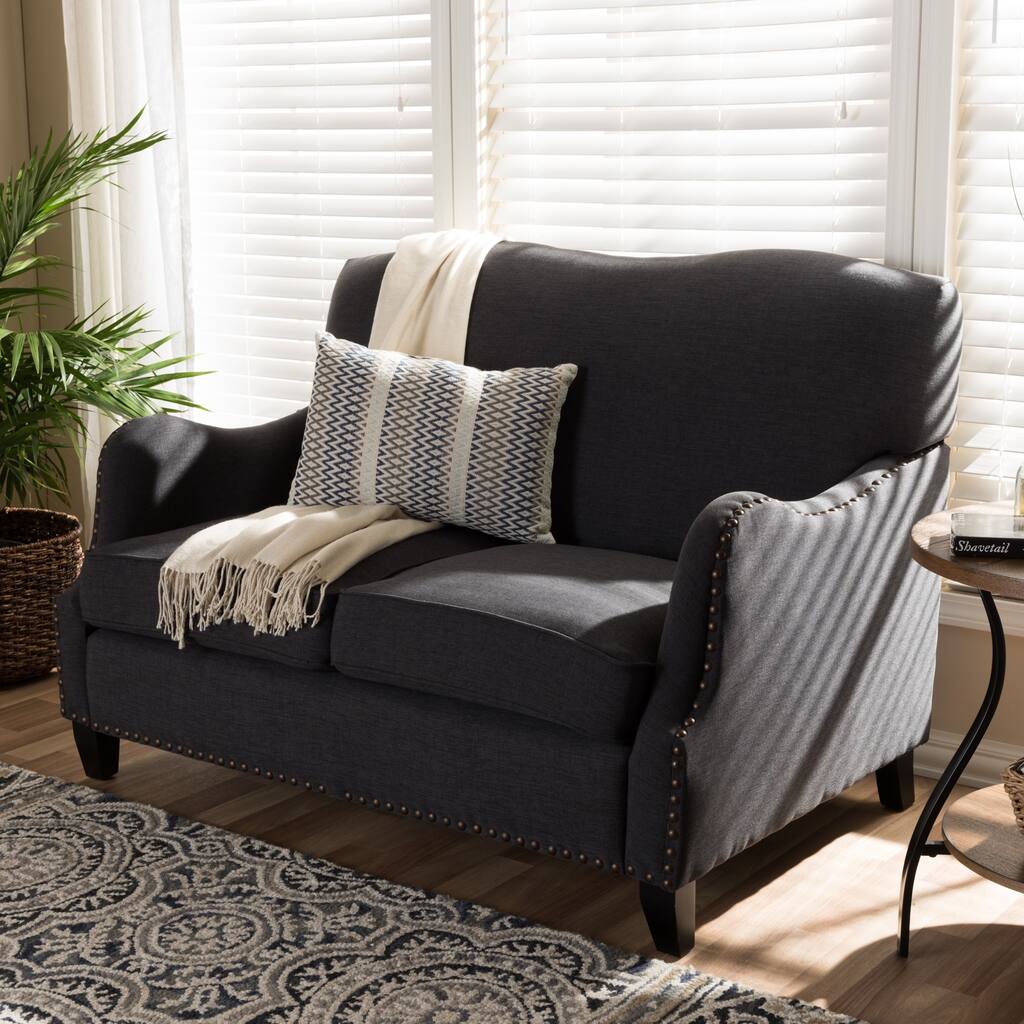 Traditional Dark Grey Loveseat by Baxton Studio